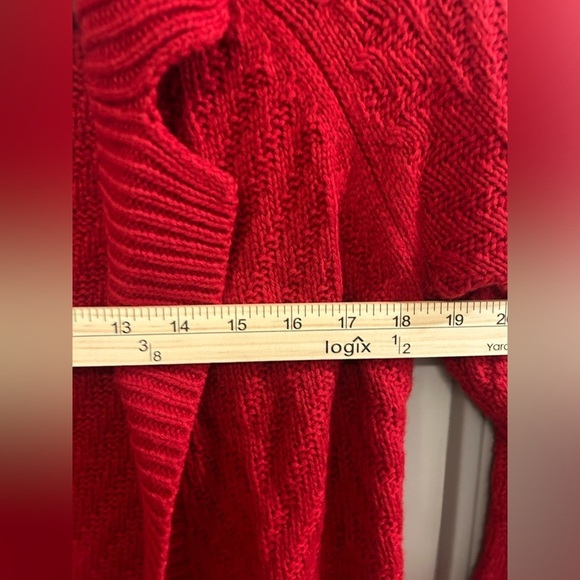 Candies Open Front Cardigan Women’s Small Red Cable Knit Christmas Holiday - Picture 6 of 7